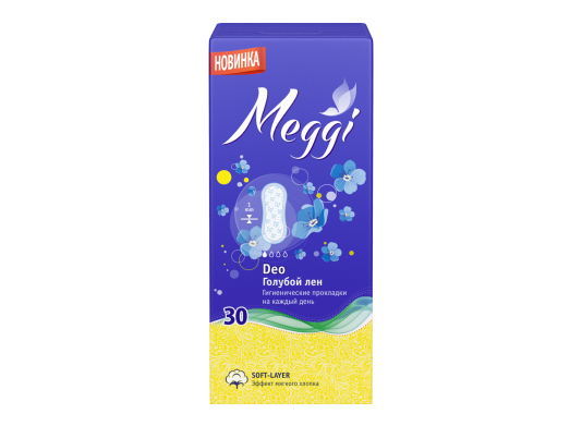 Ежедневные прокладки Meggi Panty Soft Deo 30 Голубой лён