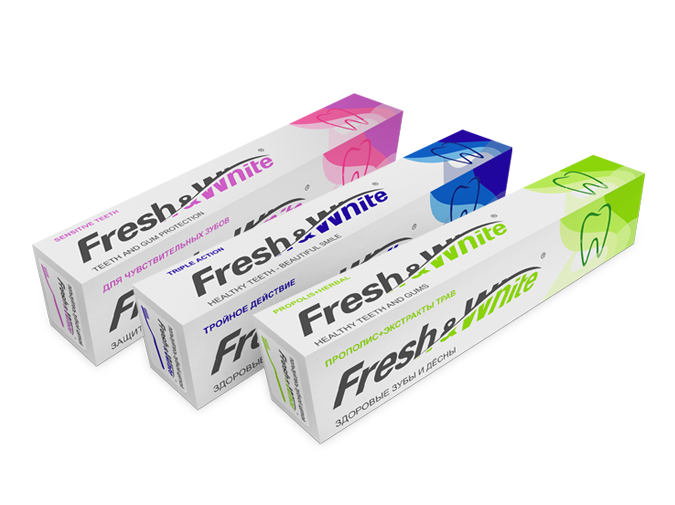 Упаковки зубных паст Fresh&White